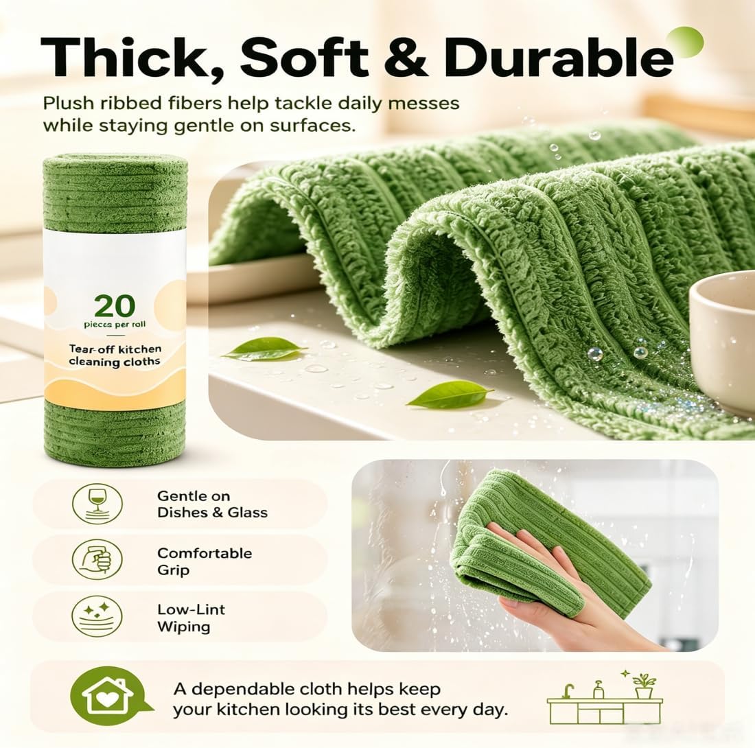 Tearable Plush Microfiber Cleaning Cloth(2 Pcs)