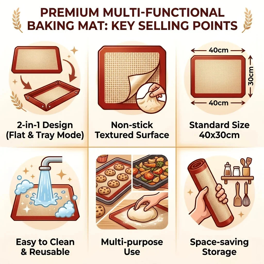 Reusable Non-Stick Baking & Roasting Mat(2 Pcs)