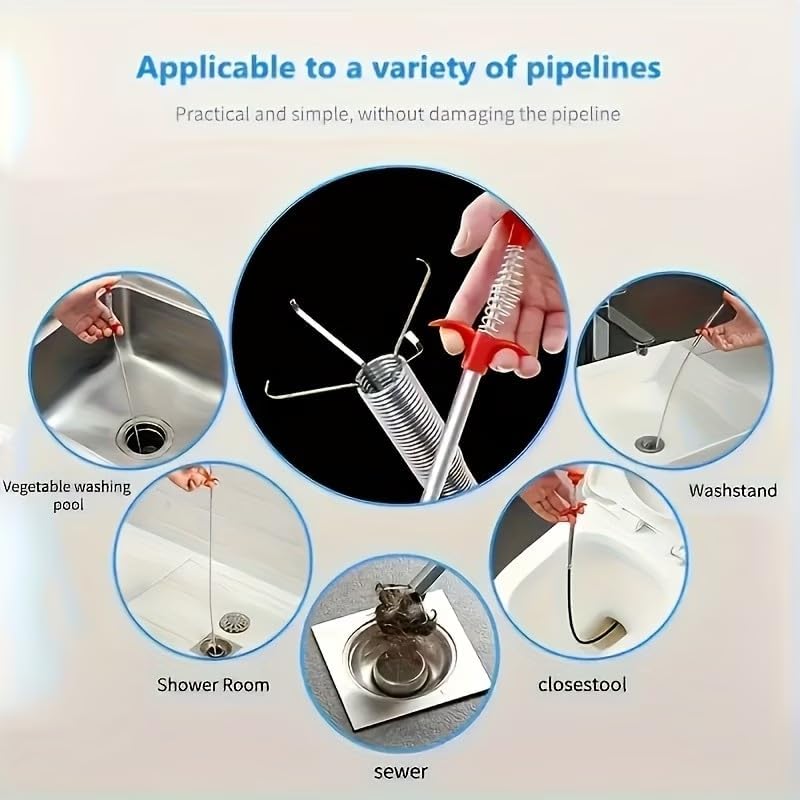 Drain Snake & Pickup Tool, 4-Claw Grabber for Cleaning