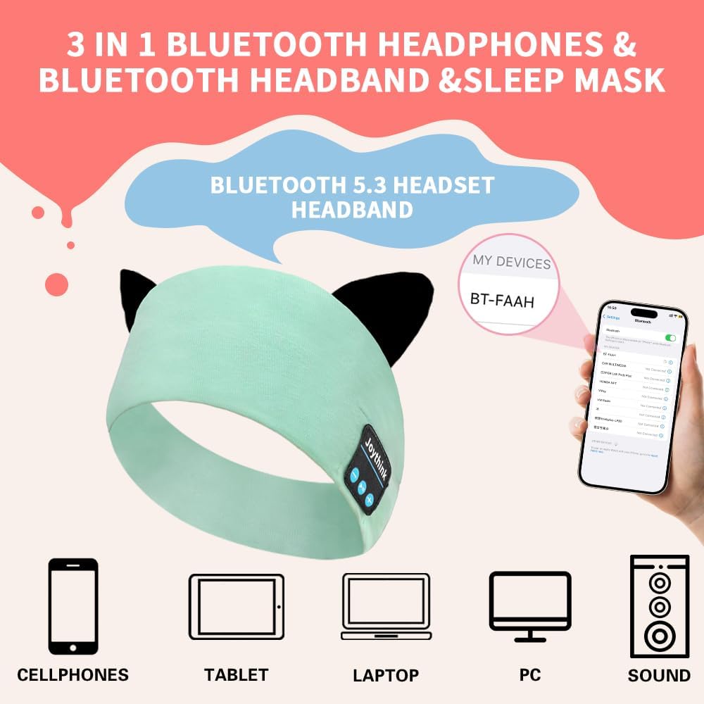 Kids Bluetooth Headphones Sleep Mask Wireless