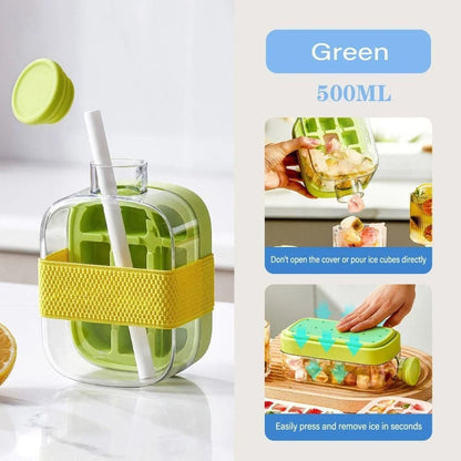 2-in-1 Water Bottle with Silicone Ice Cube Tray