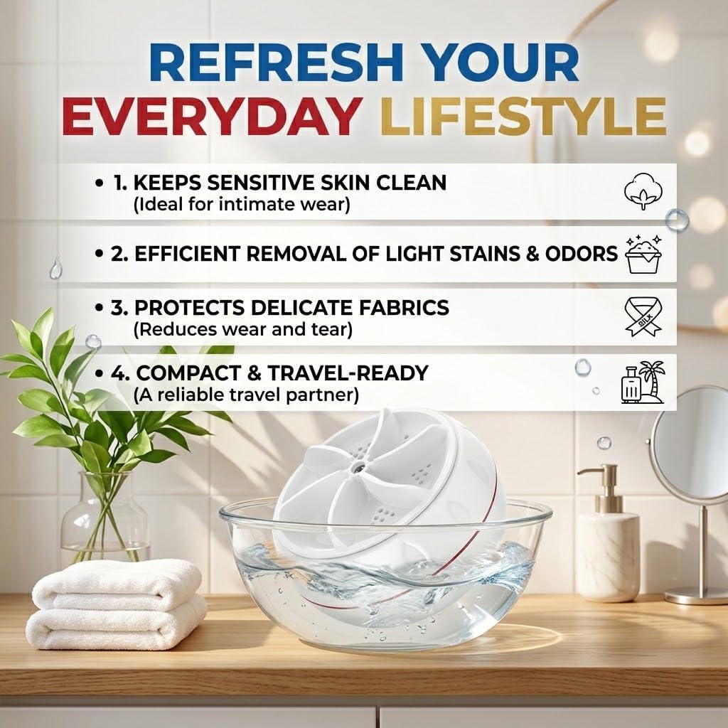 Ultrasonic Turbo Portable Washer with USB Charging