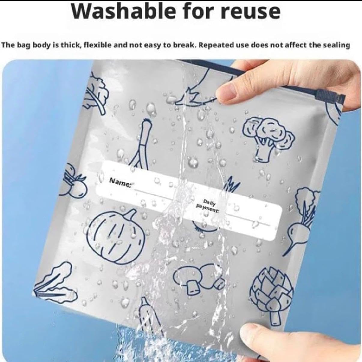 Reusable Ziplock Food Storage Bags(10 Pcs)