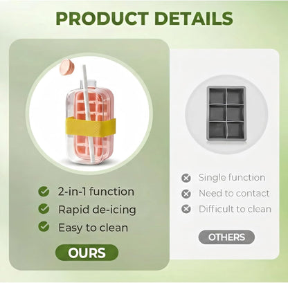 2-in-1 Water Bottle with Silicone Ice Cube Tray