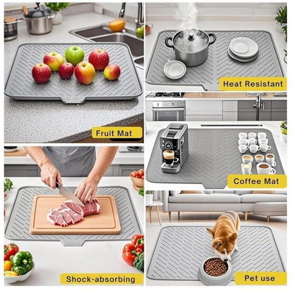 Silicone Dish Drying Mat for Kitchen Countertop