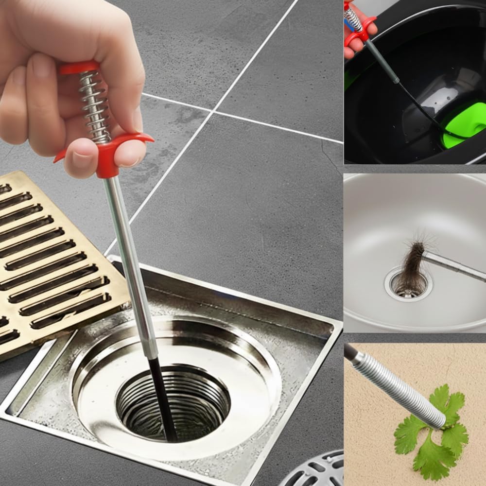 Drain Snake & Pickup Tool, 4-Claw Grabber for Cleaning