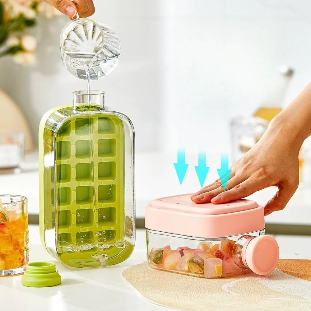 2-in-1 Water Bottle with Silicone Ice Cube Tray