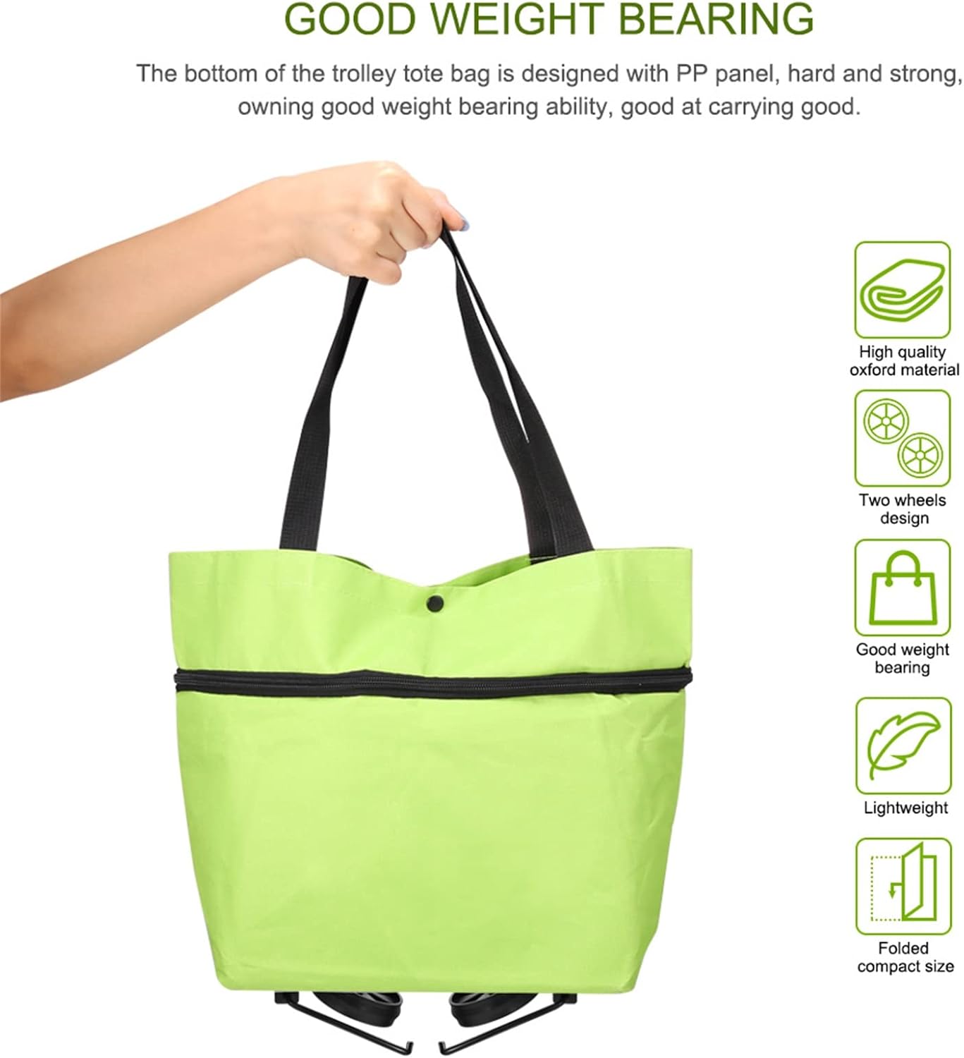 2-in-1 Foldable Shopping Cart with Wheels