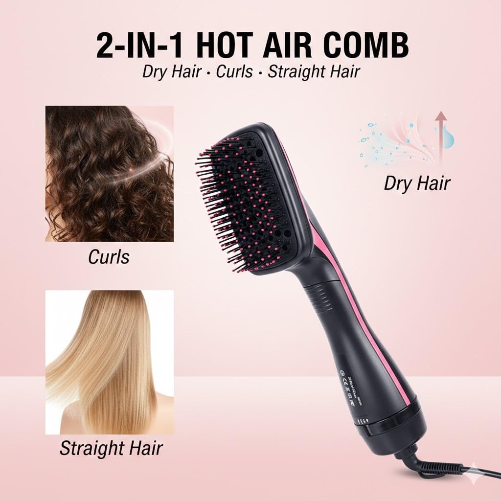 2-in-1 Hair Dryer Brush & Hot Air Styling Brush