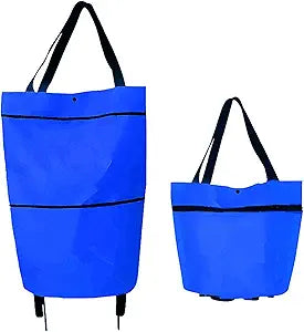 2-in-1 Foldable Shopping Cart with Wheels