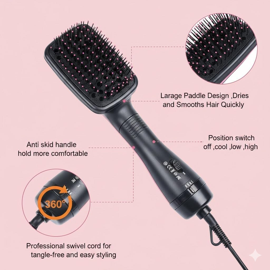 2-in-1 Hair Dryer Brush & Hot Air Styling Brush