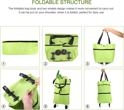 2-in-1 Foldable Shopping Cart with Wheels
