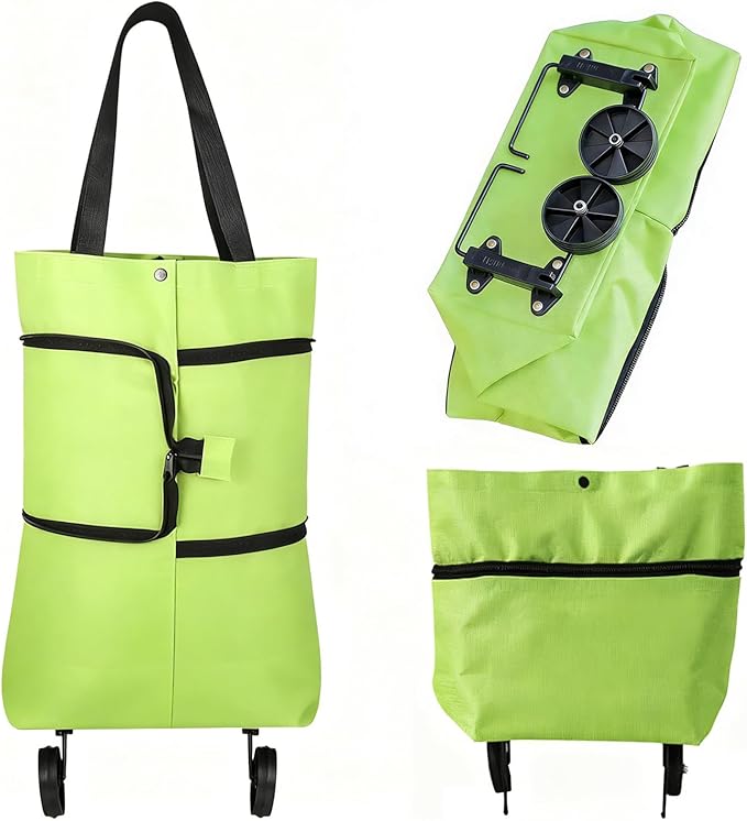 2-in-1 Foldable Shopping Cart with Wheels