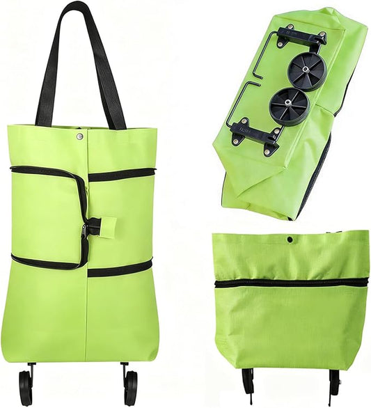 2-in-1 Foldable Shopping Cart with Wheels