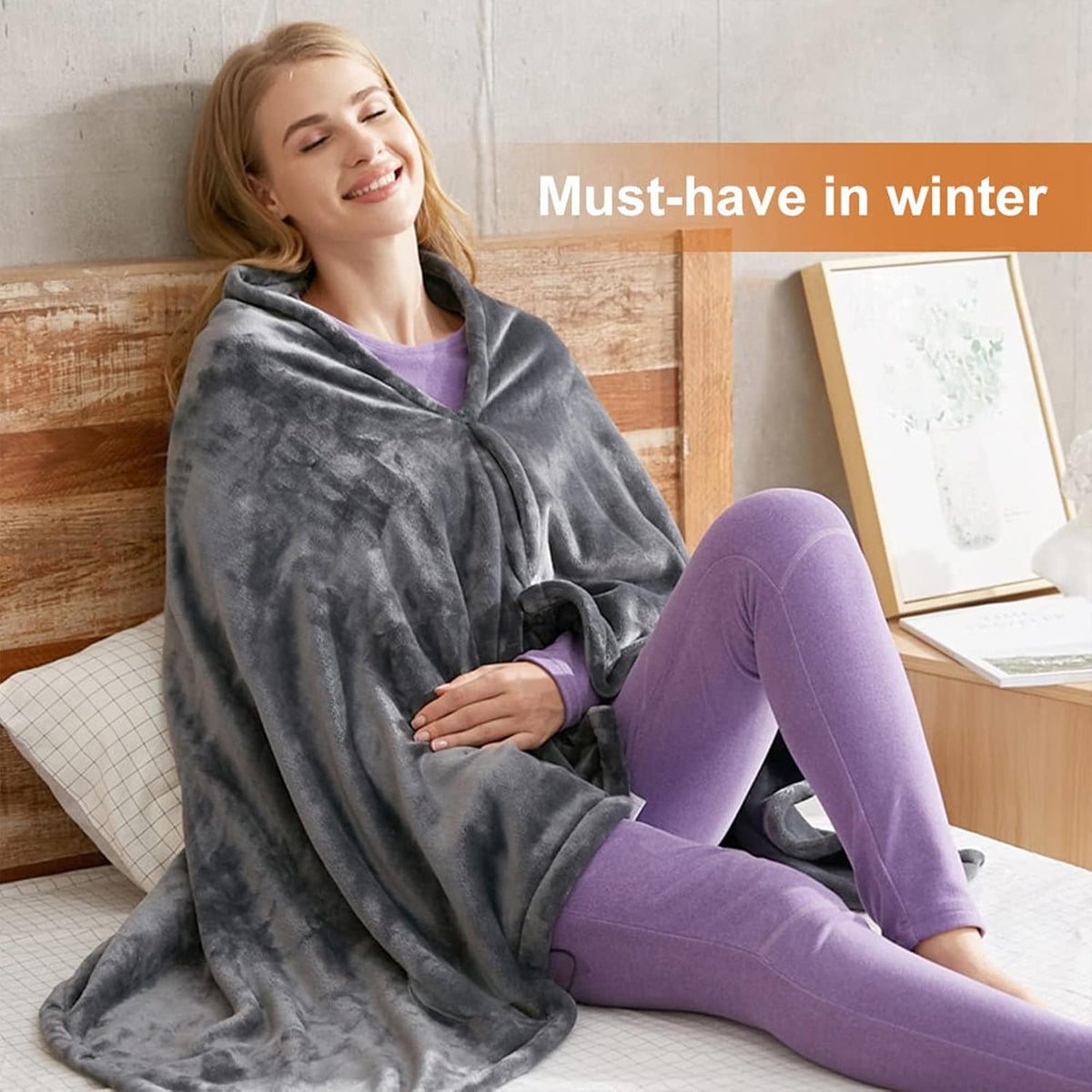 USB Heated Blanket Shawl - 3 Heating Levels