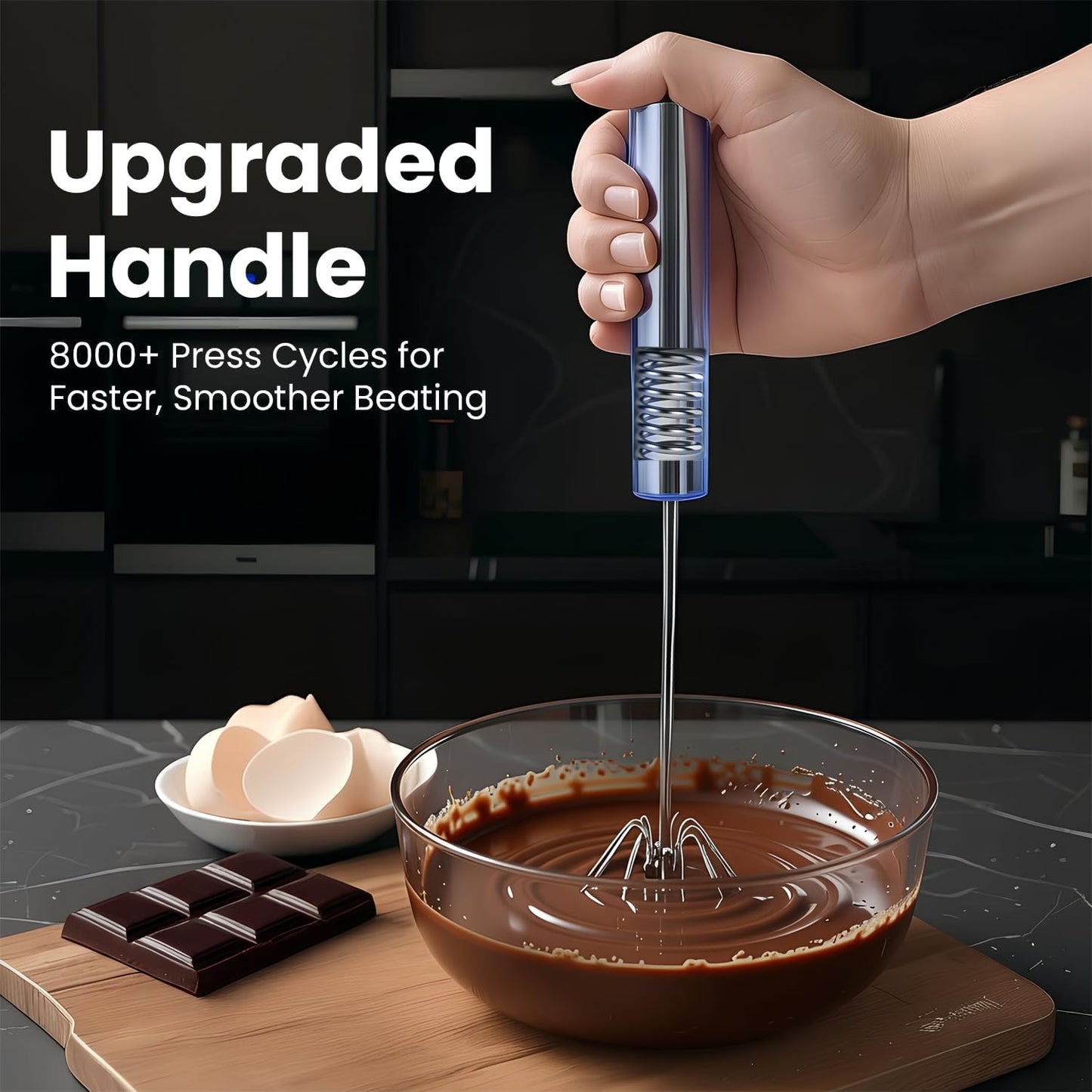 Premium Push Action Stainless Steel Whisk