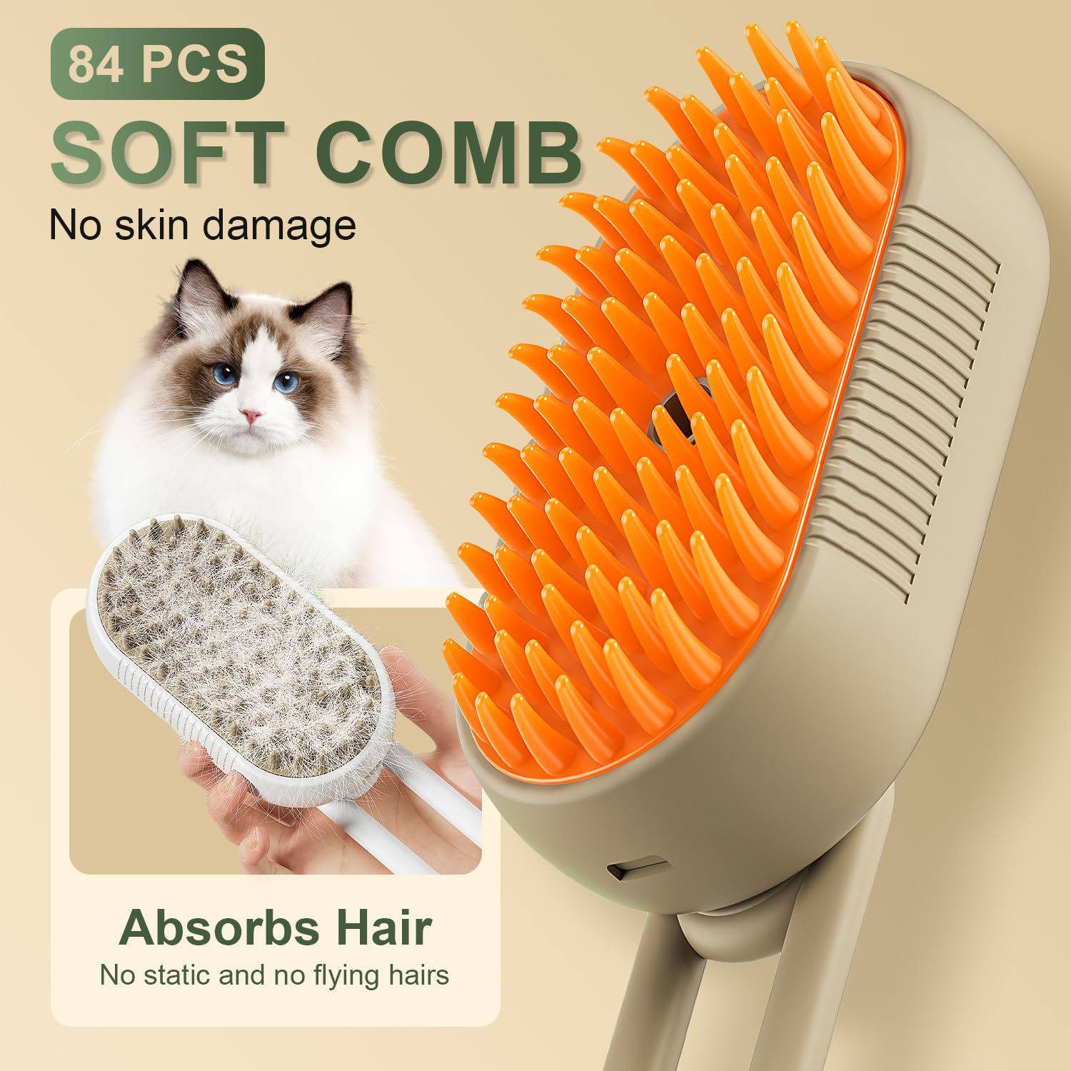 4 in 1 Cat Steam Brush for Shedding