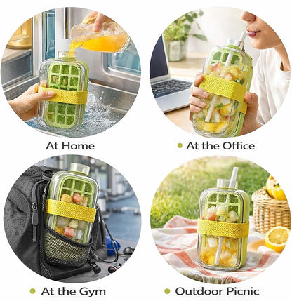 2-in-1 Water Bottle with Silicone Ice Cube Tray