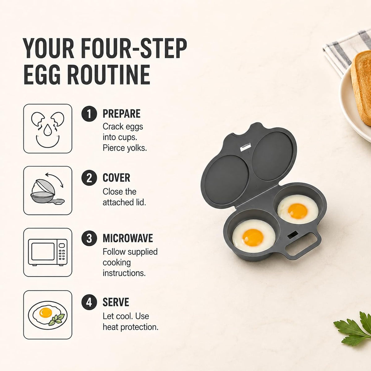 Egg Cooker with Lid and Handle
