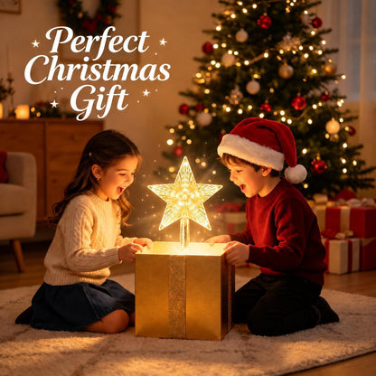 Christmas Star Tree Topper with Snowflake Projector Xmas