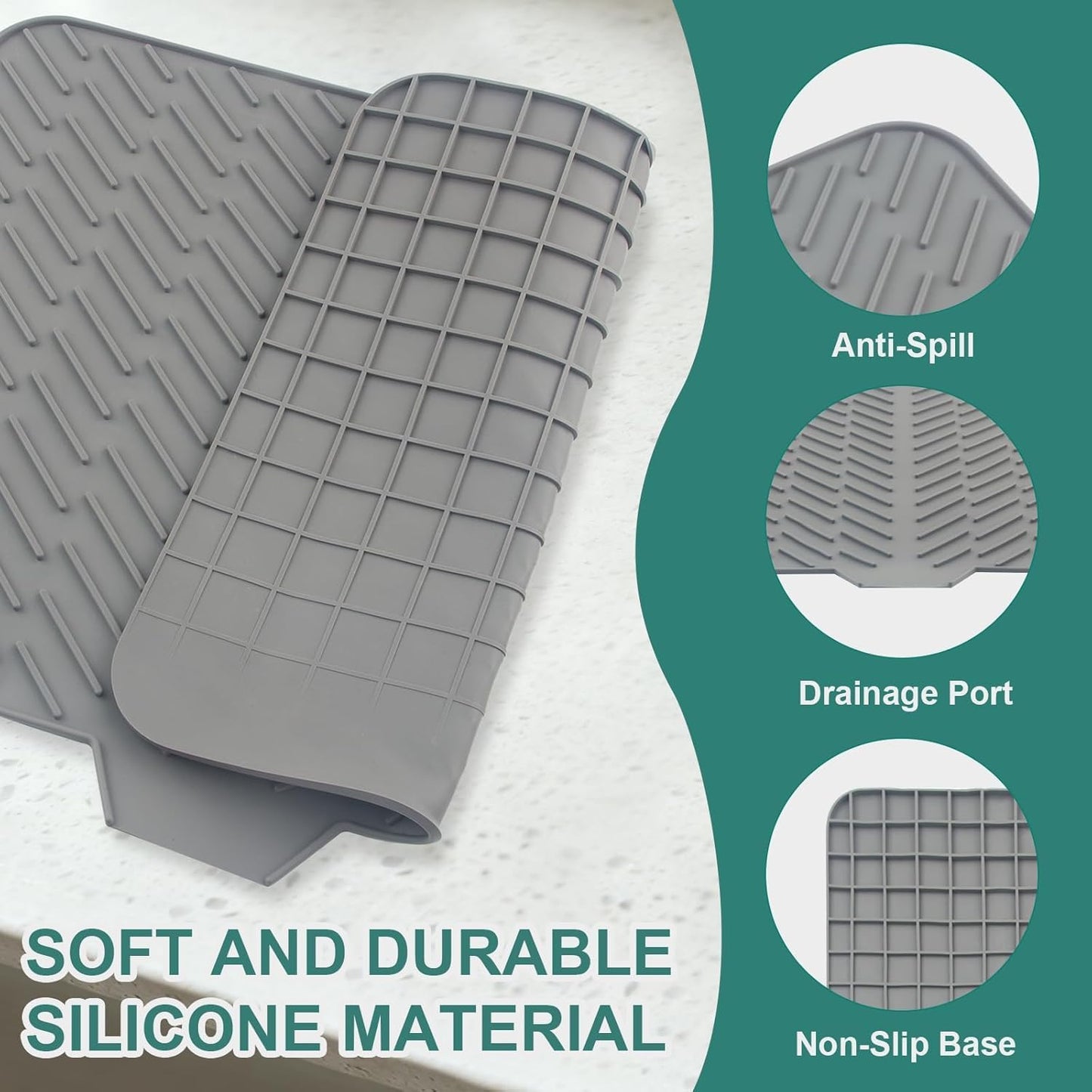 Silicone Dish Drying Mat for Kitchen Countertop