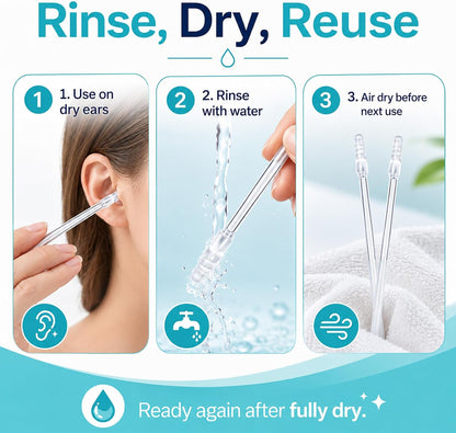 24 Pcs Sticky Ear Cleaning Stick Set, Reusable Soft Rubber Head Ear Cleaner