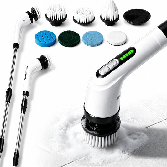 Electric Spin Scrubber, Cordless Power Cleaning Brush with Long Handle