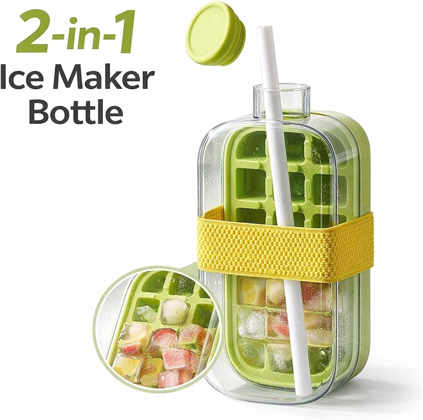 2-in-1 Water Bottle with Silicone Ice Cube Tray