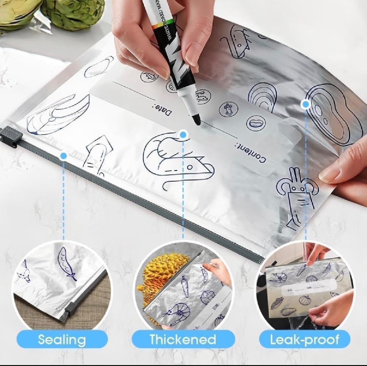 Reusable Ziplock Food Storage Bags(10 Pcs)