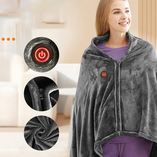 USB Heated Blanket Shawl - 3 Heating Levels