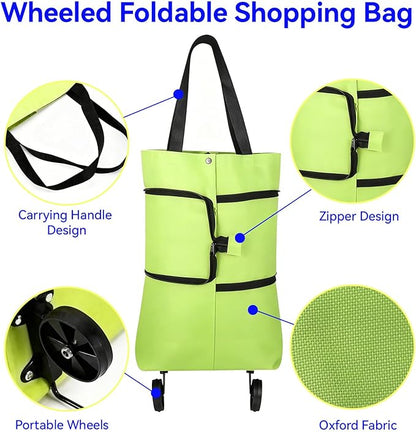 2-in-1 Foldable Shopping Cart with Wheels