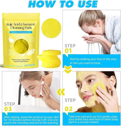 Turmeric Cleansing Pads – Brightening Face Wipes for Glowing Skin(60Pcs)