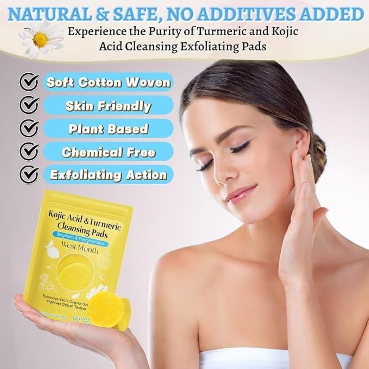 Turmeric Cleansing Pads – Brightening Face Wipes for Glowing Skin(60Pcs)