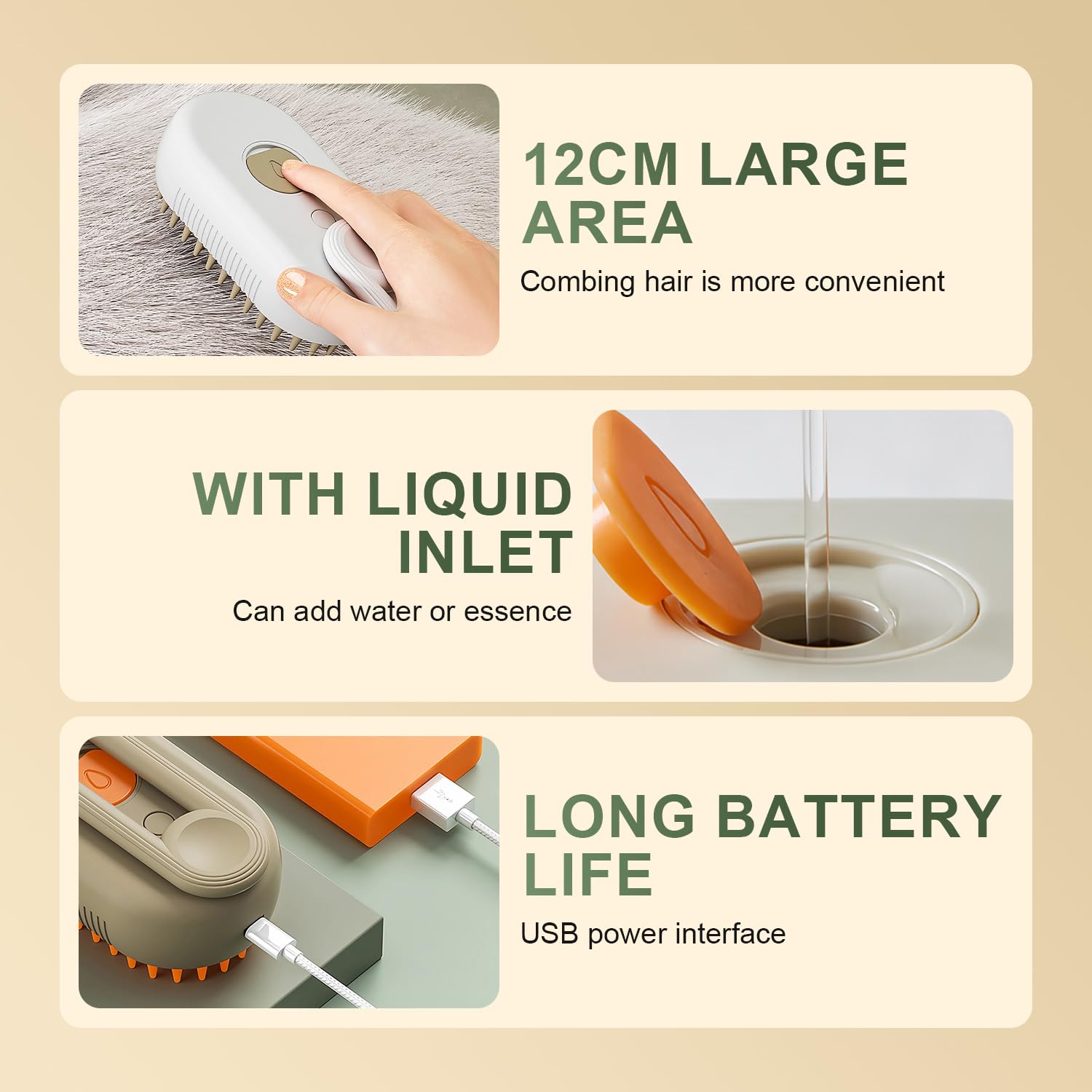 4 in 1 Cat Steam Brush for Shedding