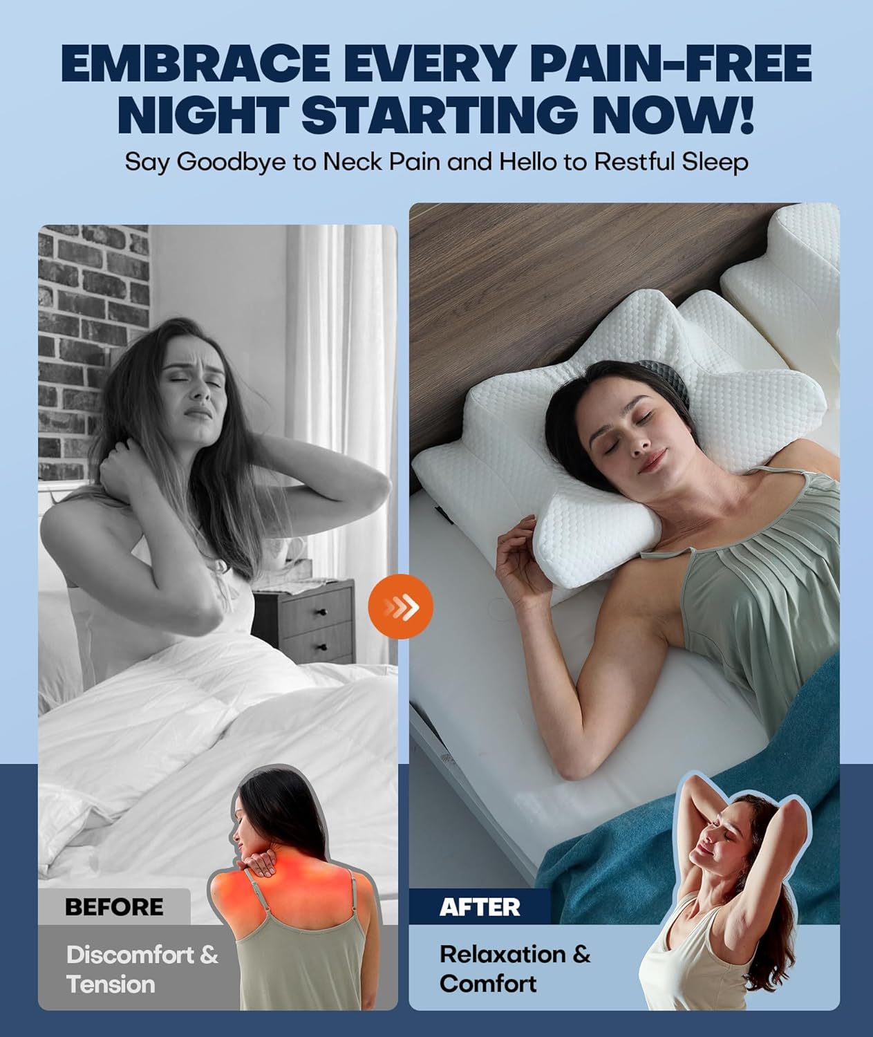 Ultra Pain Relief Cooling Pillow for Neck Support
