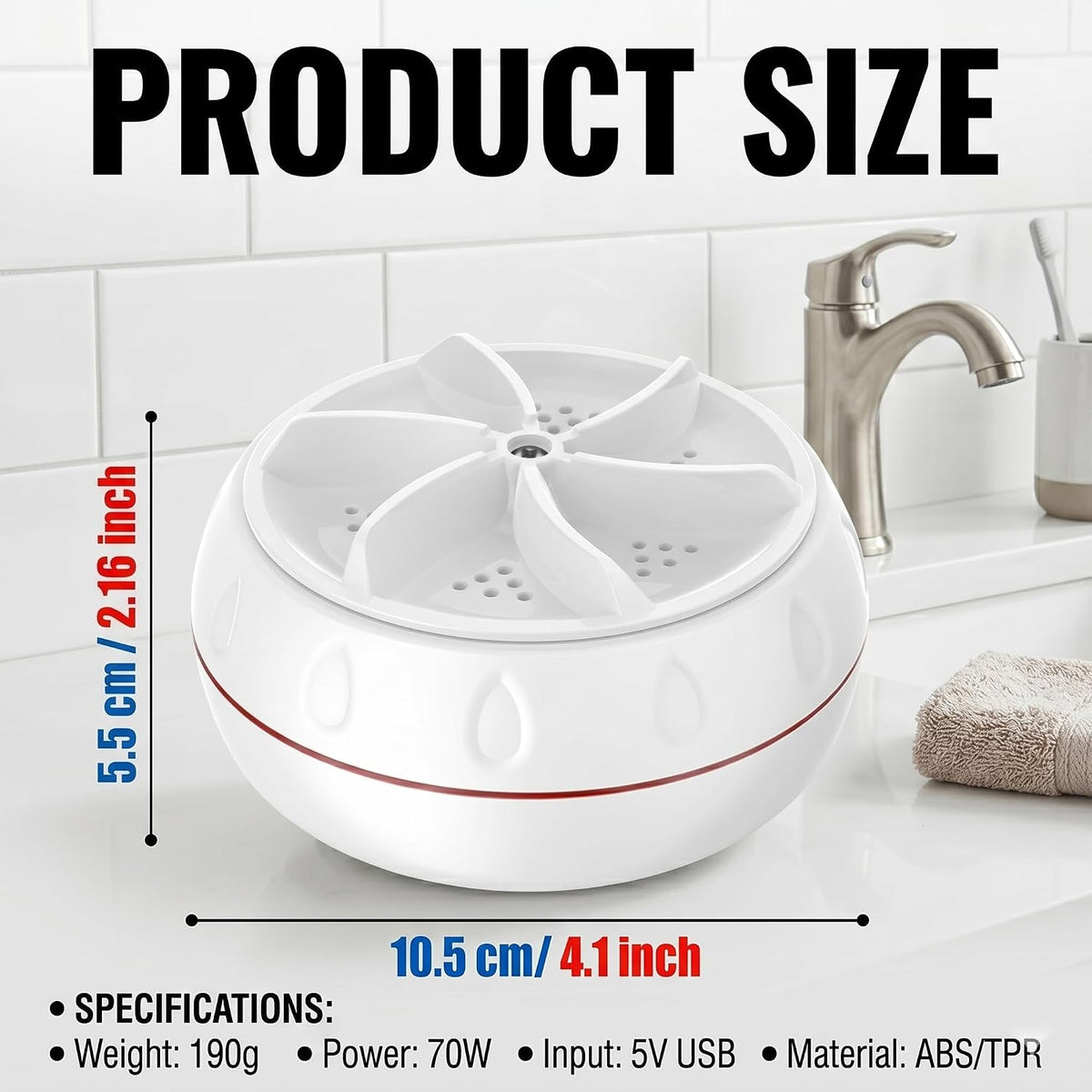 Ultrasonic Turbo Portable Washer with USB Charging