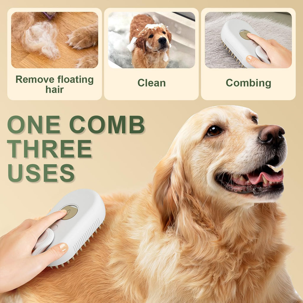 4 in 1 Cat Steam Brush for Shedding