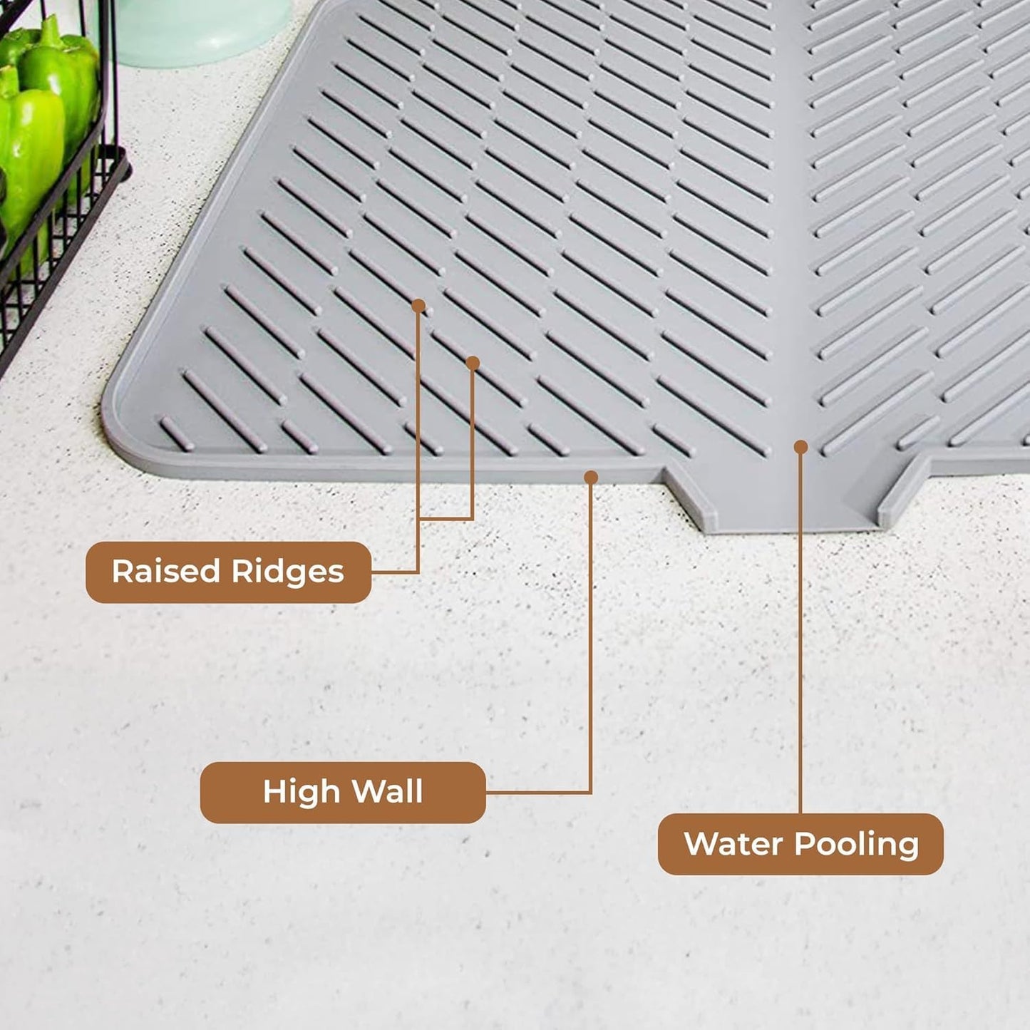 Silicone Dish Drying Mat for Kitchen Countertop