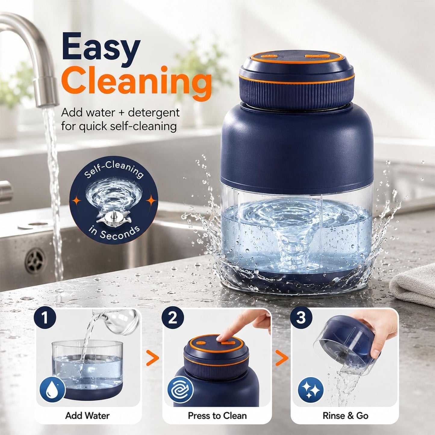 Rechargeable Portable Blender Cordless with 38 Blades