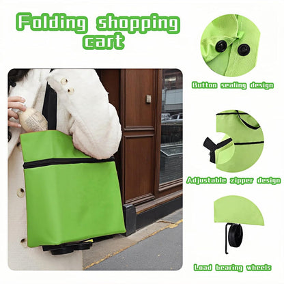 2-in-1 Foldable Shopping Cart with Wheels