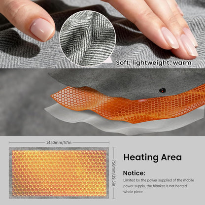 USB Heated Blanket Shawl - 3 Heating Levels