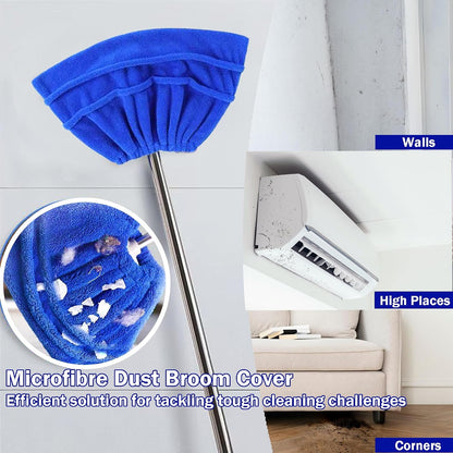 2 Pack Broom Cloth Covers Wet or Dry Cleaning Mops (Blue)