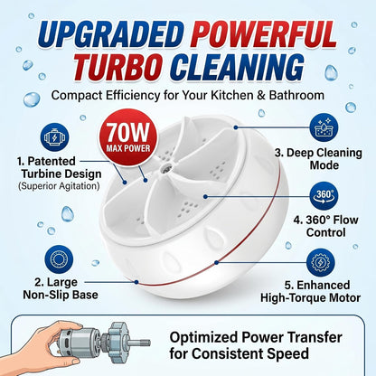 Ultrasonic Turbo Portable Washer with USB Charging