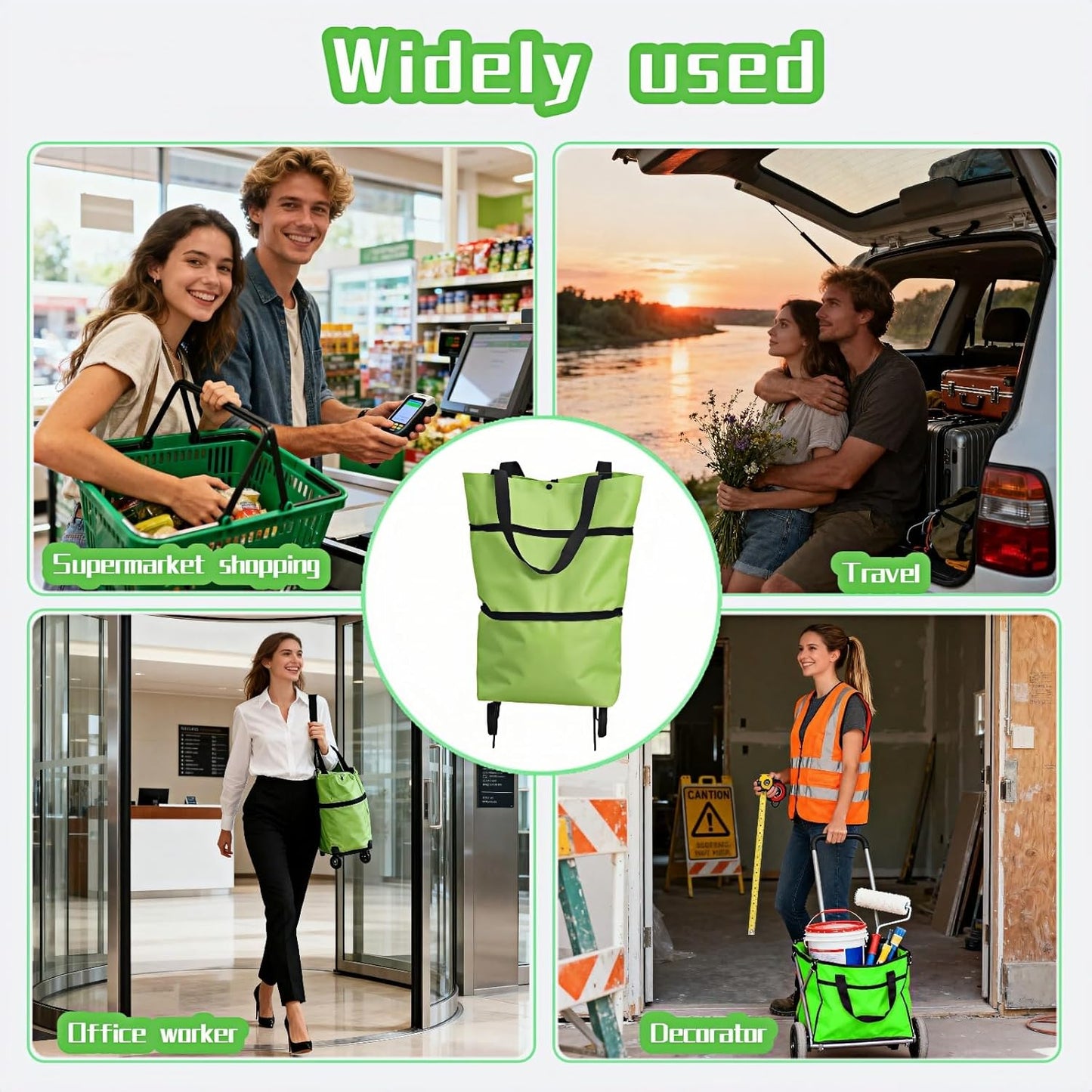 2-in-1 Foldable Shopping Cart with Wheels