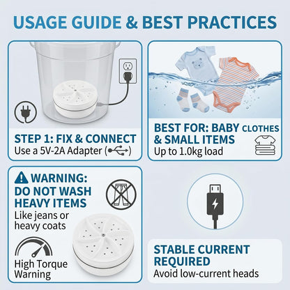 Ultrasonic Turbo Portable Washer with USB Charging