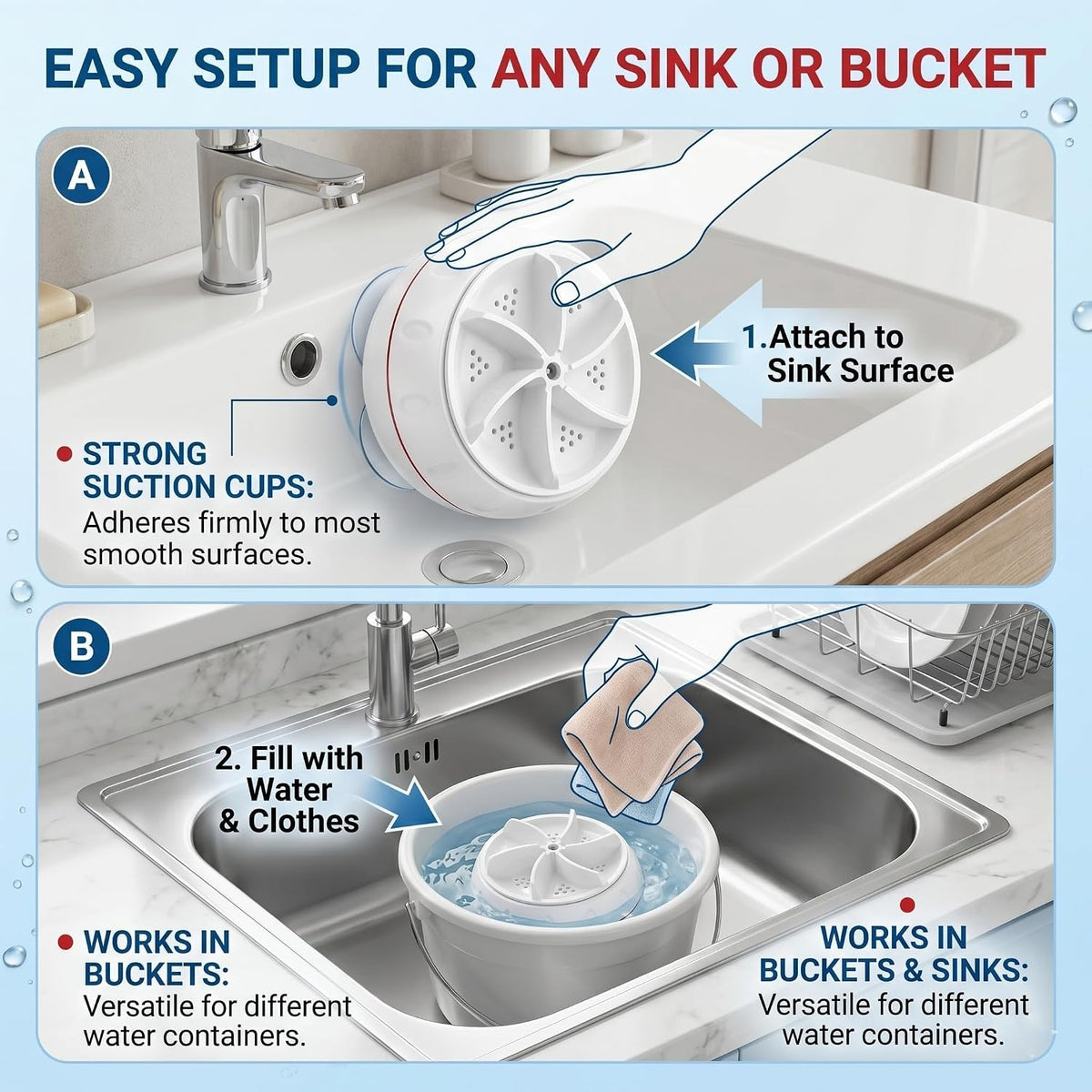 Ultrasonic Turbo Portable Washer with USB Charging