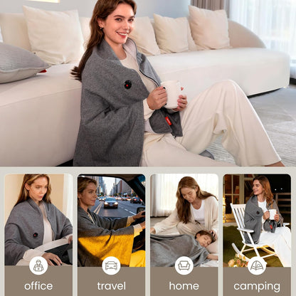 USB Heated Blanket Shawl - 3 Heating Levels