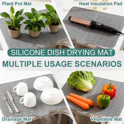 Silicone Dish Drying Mat for Kitchen Countertop