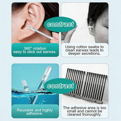 24 Pcs Sticky Ear Cleaning Stick Set, Reusable Soft Rubber Head Ear Cleaner