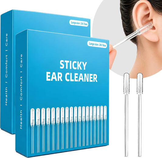 24 Pcs Sticky Ear Cleaning Stick Set, Reusable Soft Rubber Head Ear Cleaner
